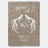 White Deer Antlers Aangepaste monogram Throw Blank Deken (Voorkant Verticaal)