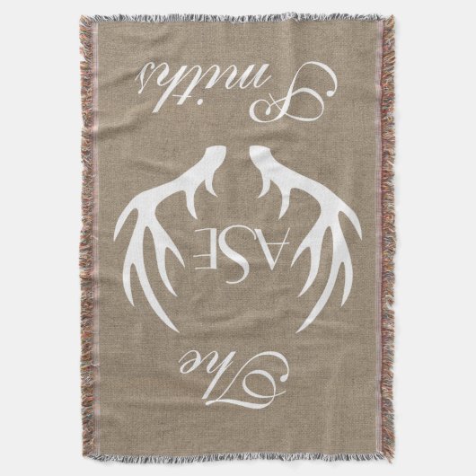 White Deer Antlers Aangepaste monogram Throw Blank Deken (Voorkant Verticaal)