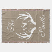 White Deer Antlers Aangepaste monogram Throw Blank Deken (Voorkant)