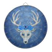 White Deer Antlers Blauwe ogen Roos Misty Blue Dartbord (Voorkant)