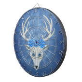 White Deer Antlers Blauwe ogen Roos Misty Blue Dartbord (Voorkant Rechts)