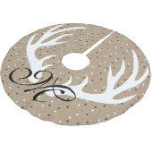 White Deer Antlers Gold Confetti Black Monogram Kerstboom Rok (Gekanteld)