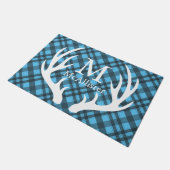 White Deer Antlers Grey Tartan Pset Gepersonalisee Deurmat (Schuin)
