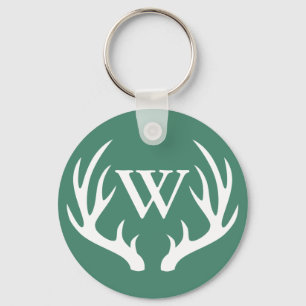 White Deer Antlers & Initiaal Letter Sleutelhanger