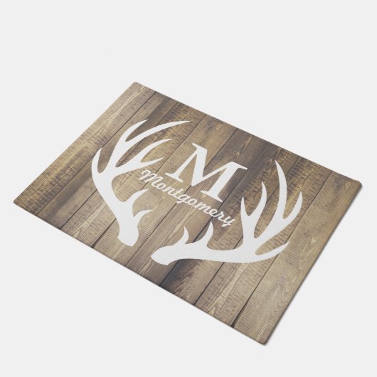 White Deer Antlers Light Barn Wood Planogram Deurmat (Schuin)