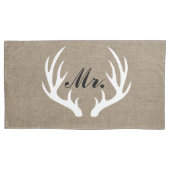 White Deer Antlers Mr. en Mrs Pillow Hoesjes Kussensloop (Voorkant-Links)