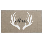 White Deer Antlers Mr. en Mrs Pillow Hoesjes Kussensloop (Voorkant-Rechts)