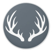 White Deer Antlers Rustic Keramische Knop (Voorkant)