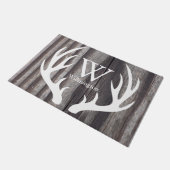 White Deer Antlers Weathered Wood - Gepersonalisee Deurmat (Schuin)