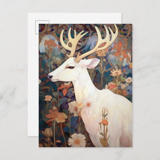 White Deer Beautfiul Fantasy Art Briefkaart (Voorkant / Achterkant)