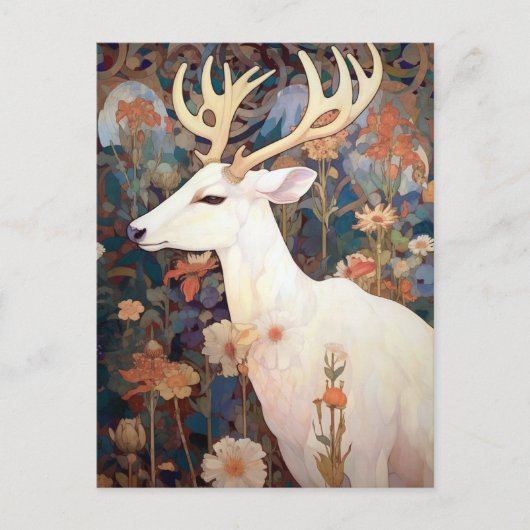 White Deer Beautfiul Fantasy Art Briefkaart (Voorkant)
