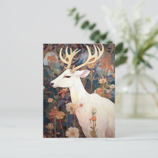 White Deer Beautfiul Fantasy Art Briefkaart (Staand voorkant)