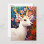 White Deer Beautfiul Fantasy Art Briefkaart (Voorkant / Achterkant)