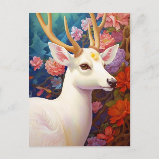White Deer Beautfiul Fantasy Art Briefkaart (Voorkant)