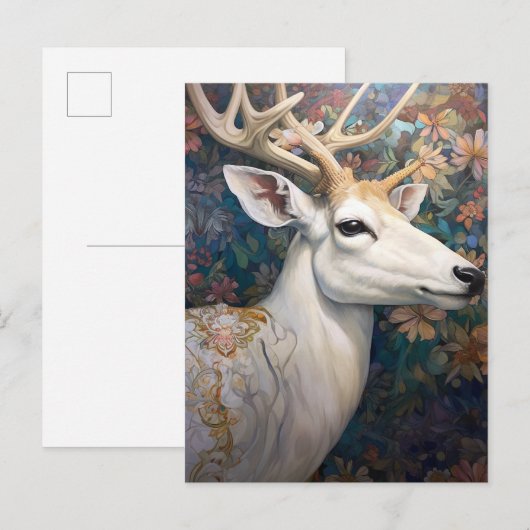 White Deer Beautfiul Fantasy Art Briefkaart (Voorkant / Achterkant)