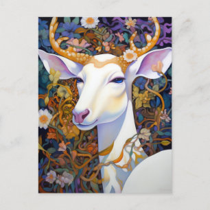 White Deer Beautfiul Fantasy Art Briefkaart