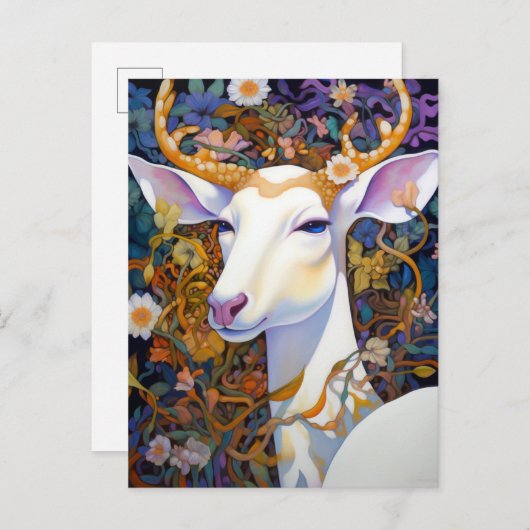 White Deer Beautfiul Fantasy Art Briefkaart (Voorkant / Achterkant)