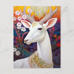 White Deer Beautfiul Fantasy Art Briefkaart