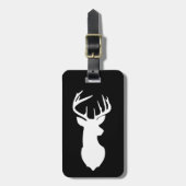 White Deer Buck Hunter Black Gepersonaliseerd Bagagelabel (Voorkant verticaal)