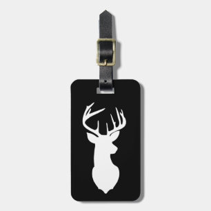 White Deer Buck Hunter Black Gepersonaliseerd Bagagelabel