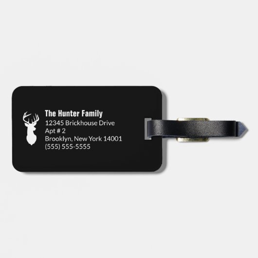 White Deer Buck Hunter Black Gepersonaliseerd Bagagelabel (Achterkant horizontaal)