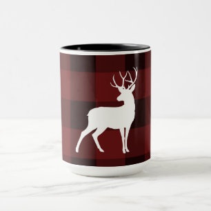 White Deer Buffalo Pset Rustic Country Kerstmis Mok