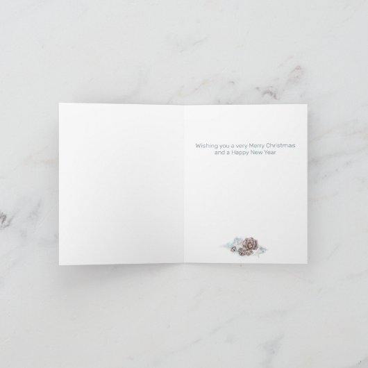 White Deer en Pine Trees Kerstmis Feestdagen Kaart (Binnen)