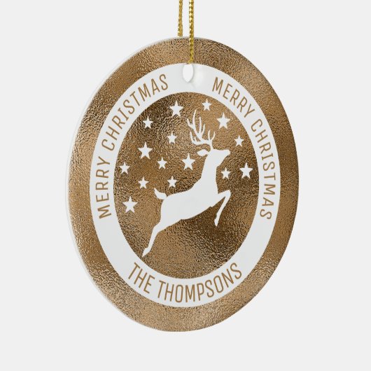 White Deer - Faux Golden Folie look (geen echte Fo Keramisch Ornament (Rechts)