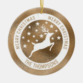 White Deer - Faux Golden Folie look (geen echte Fo Keramisch Ornament (Voorkant)