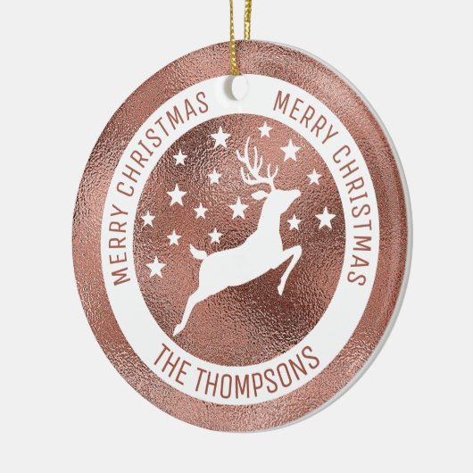 White Deer - Faux Roos Gold Foil (niet echt Folie) Keramisch Ornament (Links)