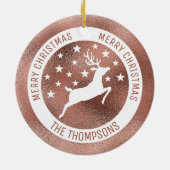 White Deer - Faux Roos Gold Foil (niet echt Folie) Keramisch Ornament (Achterkant)