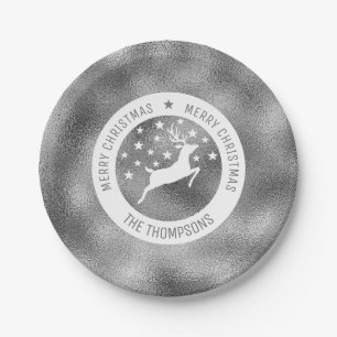 White Deer - Faux Silver Foil look (geen echte Fol Papieren Bordje