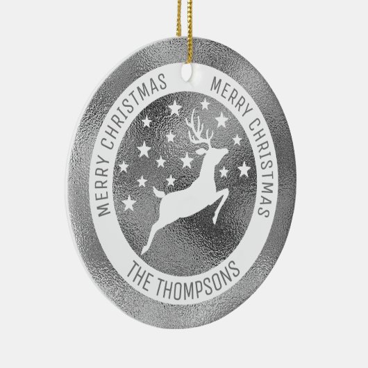 White Deer - Faux Silver Grey Folie (niet echt Fol Keramisch Ornament (Rechts)