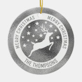 White Deer - Faux Silver Grey Folie (niet echt Fol Keramisch Ornament (Voorkant)