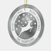 White Deer - Faux Silver Grey Folie (niet echt Fol Keramisch Ornament (Links)