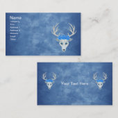 White Deer Head Antlers Mysterious Face Rozen Blue Visitekaartje (Voorkant / Achterkant)