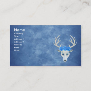 White Deer Head Antlers Mysterious Face Rozen Blue Visitekaartje