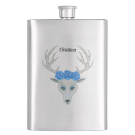 White Deer Head Antlers Vibrant Blue Eyes Rozen Flacon