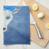 White Deer Head Mysterious Face Blue Eyes Rozen Theedoek (Quarter Fold)