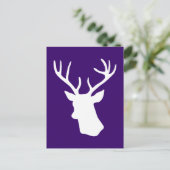 White Deer Head Silhouette - Donker Paars Briefkaart (Staand voorkant)