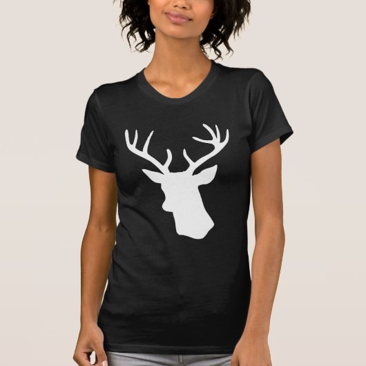 White Deer Head Silhouette - Donkere T-shirt (Voorkant)