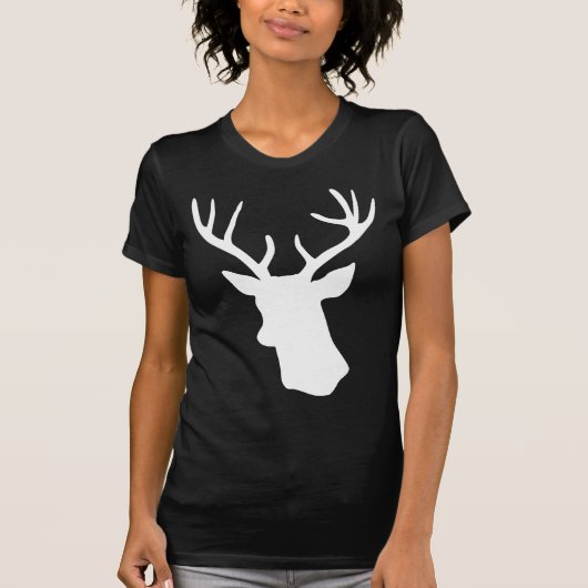 White Deer Head Silhouette - Donkere T-shirt (Voorkant)