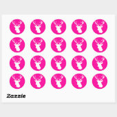 White Deer Head Silhouette - hot roze Ronde Sticker (Vel)