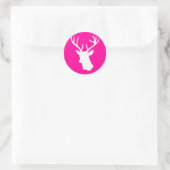 White Deer Head Silhouette - hot roze Ronde Sticker (Tas)