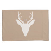 White Deer Head Silhouette op beige Kussensloop (Voorkant-Rechts)