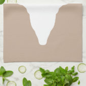 White Deer Head Silhouette op beige Theedoek (Gevouwen)