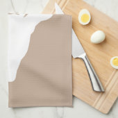 White Deer Head Silhouette op beige Theedoek (Quarter Fold)