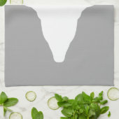 White Deer Head Silhouette op grijs Theedoek (Gevouwen)