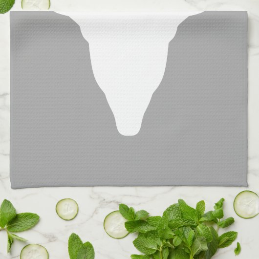 White Deer Head Silhouette op grijs Theedoek (Gevouwen)