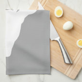 White Deer Head Silhouette op grijs Theedoek (Quarter Fold)